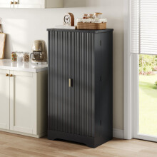 Küchenschrank mit LED-Sensorlicht und Gewürzregal, Großzügiger Doppeltür-Schrank mit Verstellbaren Regalböden und Modernem Türdesign –