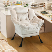 Lazy Chair, Relaxing Chair with Metal Frame and a Side Pocket, Simple Style Comfy Chairs for Bedrooms Living Room Balcony