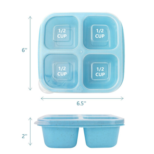 Snack Containers Reusable 4-Compartment 3-Pack 2