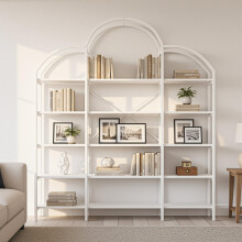 170 x 26 x 190 cm Regal im schlichten Stil, Stahlrohr-MDF-Material, fünf Schichten Stauraum, einzigartige Wolkenform, einfach zu montie