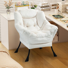 Lazy Chair, Relaxing Chair with Metal Frame and a Side Pocket, Simple Style Comfy Chairs for Bedrooms Living Room Balcony