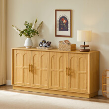 Extra großes Sideboard mit Stauraum, moderne Vitrine mit gewölbter Front, 169 cm langer TV-Schrank, geeignet für Wohnzimmer/Küche/Esszi