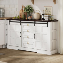 150 x 40 x 85 cm Sideboard mit Stauraum, Schiebetüren und vier Schubladen. Sideboard im Landhausstil im Vintage-Look mit verstellbaren