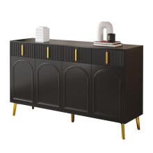 Sideboard mit goldenen Griffen und Beinen, 4 Türen, 4 Schubladen, mit herausnehmbarem Laminat, geeignet für Wohn- und Esszimmer, 140*38