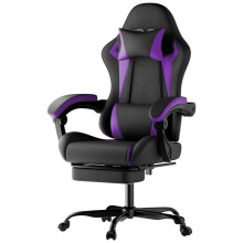 Gaming Stuhl Ergonomisch Gaming Chair mit Lendenkissen und Kopfstütze, Gamer Stuhl Höhenverstellbar, Pc Stuhl für Erwachsene Mädchen Ju