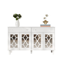 Sideboard mit vier Spiegeltüren, Schubladenschrank mit Schubladen, verstellbaren Einlegeböden und Kristallgriffen