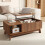 Couchtisch mit Hubfunktion, Wellenoptik, offenes Seitenfach, MDF-Material, Moderner Stil 3