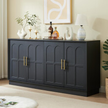 Extra großes Sideboard mit Stauraum, moderne Vitrine mit gewölbter Front, 169 cm langer TV-Schrank, geeignet für Wohnzimmer/Küche/Esszi