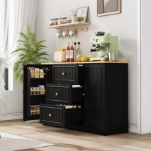 Modernes, elegantes Sideboard mit 3 Schubladen und kühlschrankähnlichen Türen, Buffetschrank für Esszimmer, Wohnzimmer und Diele (Schwa
