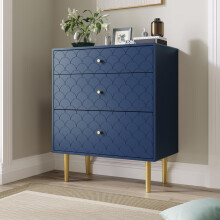 (=WF290545AAB)Schubladenkommode Kommode mit 3 Schubladen, Sideboard Highboard für Schlafzimmer & alle Wohnräume,Marineblau-H89/B75/T40