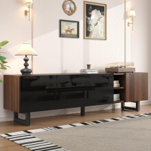 TV-Schrank mit vier Türen,TV-Ständer, TV-Paneel, niedriger TV-Ständer. Einzigartiges Design, Vintage-Holzmaserung. 180 x 38 x 50 cm (L