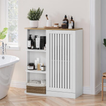 Eckschrank, Eckbadezimmerschrank mit offenen Lagerschränken, moderner Lagerschrank mit Gittertüren und verstellbaren Regalen, geeignet