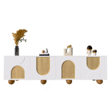 TV-Schrank mit vier Türen, TV-Ständer, TV-Paneel, niedriger TV-Ständer. Einzigartiges Design, Vintage-Holzmaserung. 175 x 38 x 50 cm (L