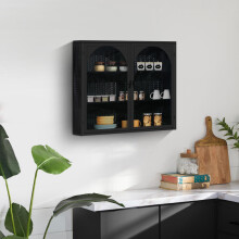 70CM Glass Doors Modern Two-door Wall Cabinet with Featuring Three-tier Storage for Entryway Living Room Bathroom Dining Room,Wall Cabi