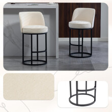 Barhocker mit Leinenbezug, Duo-Set Kücheninselhocker, moderne Barhocker mit schwarzen Metallbeinen, bequeme gepolsterte Bar-Esszimmerst