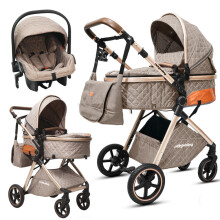 V8T 2-in-1 Newborn Bassinet Stroller, One-Hand Foldable Infant Pushchair with Reversible & Detachable Sleeping Bassinet, All-Terrain Sh