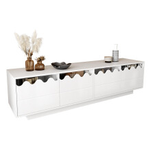 Moderner TV-Schrank mit 4 Türen und Wellen-Design – Stilvolle Aufbewahrungslösung für Wohnzimmer, Entertainment Center und TV-Ständer,