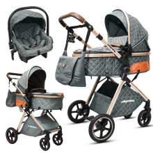 V8T 2-in-1 Newborn Bassinet Stroller, One-Hand Foldable Infant Pushchair with Reversible & Detachable Sleeping Bassinet, All-Terrain Sh