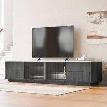 older sku 313165166AAZ)160cm Deluxe TV Stand für 70" TV - Stilvolles Grau, marmorierte Tischplatte, Kabelmanagement, Schubladen mit Pus