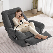 Elektrisch verstellbarer TV-Sessel, Massagesessel mit Massage- und Heizfunktion, 360 drehbarer Sessel, Wohnzimmer-Schaukelstuhl, USB-