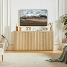 Sideboard Schrank 160 cm, vertikale Streifen, geschwungene Wellenform Design, mit Stauraum, TV Unterschrank, für Schlafzimmer, Wohnzimm