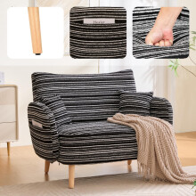Modernes Zweisitzer-Sofa im Stil, mit superbequemen Armlehnen, Armlehnenkissen und Aufbewahrungstasche, tiefes Zweisitzer-Sofa, komfort