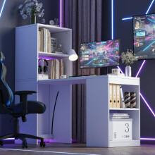 130x51x137cm Multifunktionaler Klapptisch, der Schreibtisch und Schrank in einem Design vereint, vier Staufächer für effiziente Organis