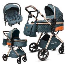 V8T 2-in-1 Newborn Bassinet Stroller, One-Hand Foldable Infant Pushchair with Reversible & Detachable Sleeping Bassinet, All-Terrain Sh