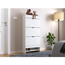 3 Schubladen Blister Shoe Rack Cabinet, Holzschuhschrank mit ausziehbarer Ablage auf der Oberseite, 2 Ebenen, weiß
