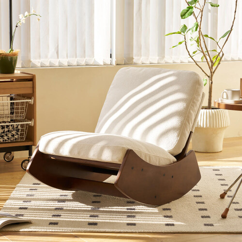 Comfortable Glider Rocking Chair, High-Quality Upholstery Glider Chair, Solid Wood Frame, Perfect for Multiple Settings Accent Reading