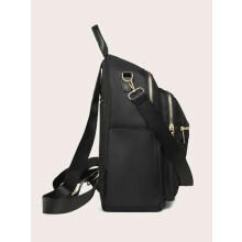 Damenrucksack schwarz, Polyurethan, Polyester, Kunstleder - erg