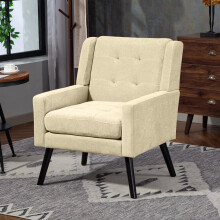 Polsterstuhl mit Knopfpolsterung aus Wildleder – Mid-Century-Modern-Sessel mit Hochdichtschaumkissen und Massivholzbeinen für kleine R