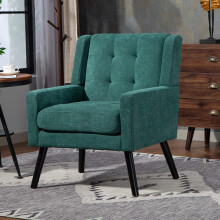 Polsterstuhl mit Knopfpolsterung aus Wildleder – Mid-Century-Modern-Sessel mit Hochdichtschaumkissen und Massivholzbeinen für kleine R
