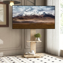TV-Ständer mit Ablagefach, mobiler TV-Wagen für 32-75 Zoll, höhenverstellbarer TV-Ständer, Standhalterung mit feststellbaren Rollen, Na