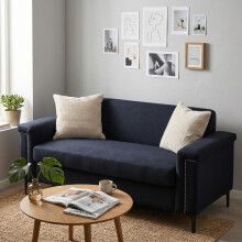 FX-P22EU-BK (SOFA 557-41)Nordisches 2-Sitzer-Sofa 1747282 cm – Feines Leinengewebe, Massivholzrahmen & stabile Eisenbeine, ideal f