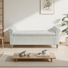 Storage Ottoman Footstool, Fabric Upholstered Footrest with Lift-Up Lid, Scandinavian Style Compact Stool for Living Room or Bedroom