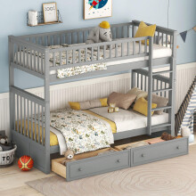 90x200cm Etagenbetten, Kinderbetten,Funktionelle Betten, Etagenbett mit Schubladen, Cabrio-Betten, Grau