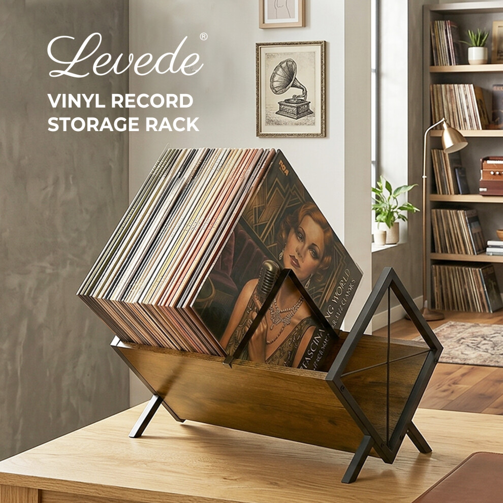 Levede Vinyl Record Storage Rack Lp Collection Organiser Album Holder Stand 9356877171888