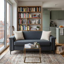 FX-P22EU-DG (SOFA 557-32)Nordisches 2-Sitzer-Sofa 1727282 cm – Feines Leinengewebe, Massivholzrahmen & stabile Eisenbeine, ideal f