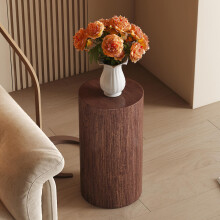 Eleganter runder Nussbaum-MDF-Couchtisch – Moderne Wohnzimmerdekoration mit minimalistischem Design.Kann als kleiner Beistelltisch, Si