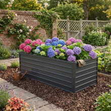 190x90x64cm Hochbeet aus Metall, Großes Pflanzbeet mit offenem Boden für optimalen Wasserablauf, Schwerlast-Blumenbeet Bausatz, wetter-