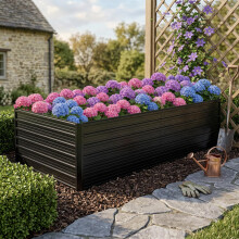 Large Metal Raised Garden Bed, 219x112x64cm Planter Box with Open Base, Heavy Duty Steel Flower Bed Kit, Weather & Rust Resistant for V