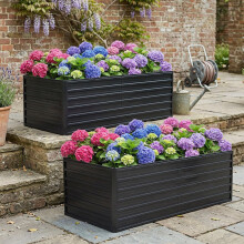 190x90x64cm Raised Garden Bed, Large Metal Planter Box with Open Base for Drainage, Heavy Duty Galvanized Steel Flower Bed Kit, Weather
