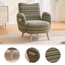 Moderner Sessel, Stoff mit Kreismuster, mit seitlicher Tasche, Beine aus Massivholz, bequemer Lesesessel, Wohnzimmer, Schlafzimmer, Bür