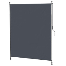 Senkrechtmarkise 200 x 292 cm vertikal einziehbar mit verstellbarem Sonnenschutz aus Aluminium grau für Terrasse & Balkon
