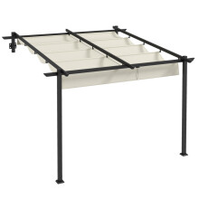 Pavillon 3 x 3 m Pergola winddicht, Terrassenüberdachung mit verstellbarem Dach, ideal für Garten & Terrasse, cremefarben