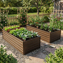 Large Metal Raised Garden Bed, 190x90x64cm Planter Box with Open Base, Heavy Duty Steel Flower Bed Kit, Weather & Rust Resistant for Ve