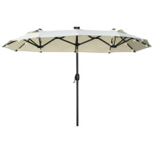 Sonnenschirm 295 x 219cm Doppelsonnenschirm mit LED, verstellbarem Neigungswinkel, Gartenschirm für Terrasse & Pool, Polyester & Stahl,