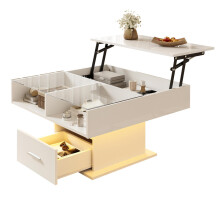 Multifunktionaler Hochglanz-Lift-Couchtisch mit LED-Beleuchtung, verstellbarer Höhe & flexiblem Stauraum – modernes Design für Wohnzim