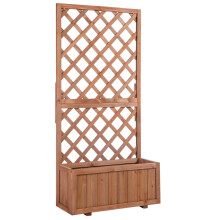 Hochbeet Pflanzkasten mit Rankgitter 72,5x31,5x149,5cm Holz Natur für Kletterpflanzen und Blumen